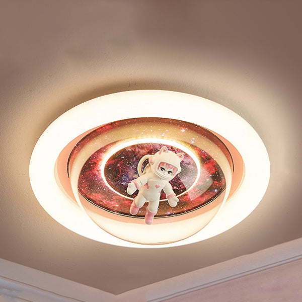 Plafonnier LED en résine contemporaine créative avec astronaute en acrylique et fer pour chambre à coucher 