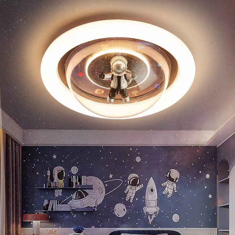Plafonnier LED en résine contemporaine créative avec astronaute en acrylique et fer pour chambre à coucher 
