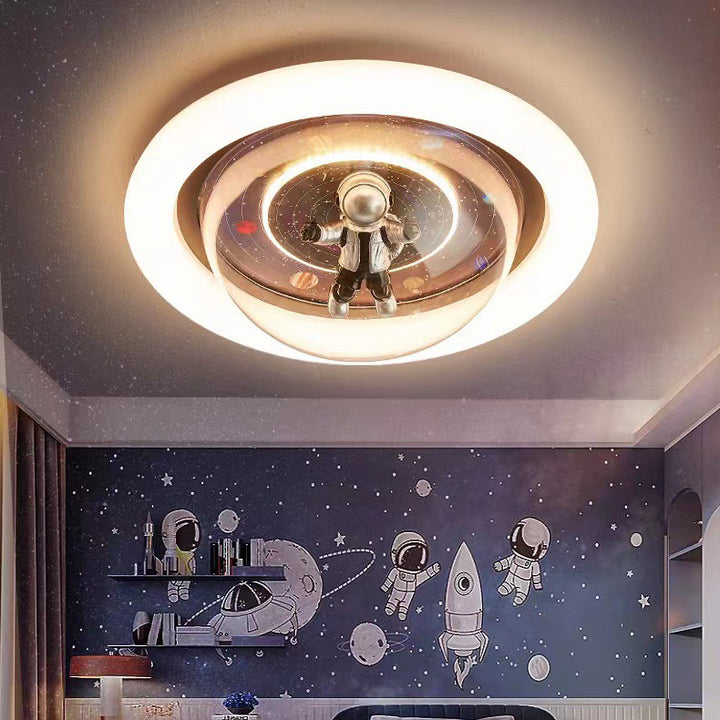 Plafonnier LED en résine contemporaine créative avec astronaute en acrylique et fer pour chambre à coucher 