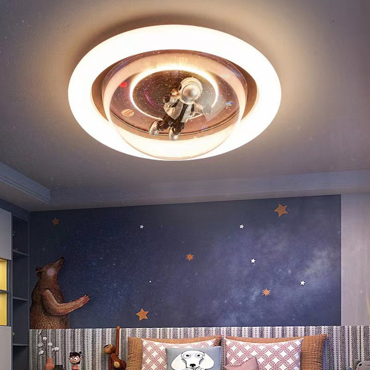 Plafonnier LED en résine contemporaine créative avec astronaute en acrylique et fer pour chambre à coucher 