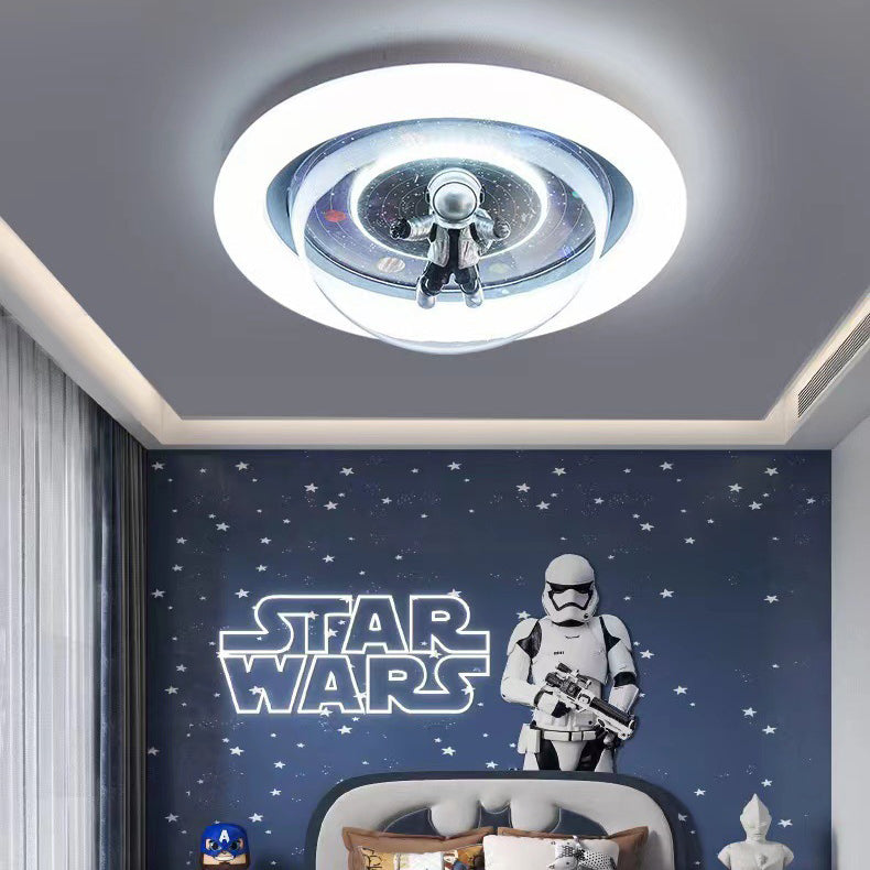 Plafonnier LED en résine contemporaine créative avec astronaute en acrylique et fer pour chambre à coucher 