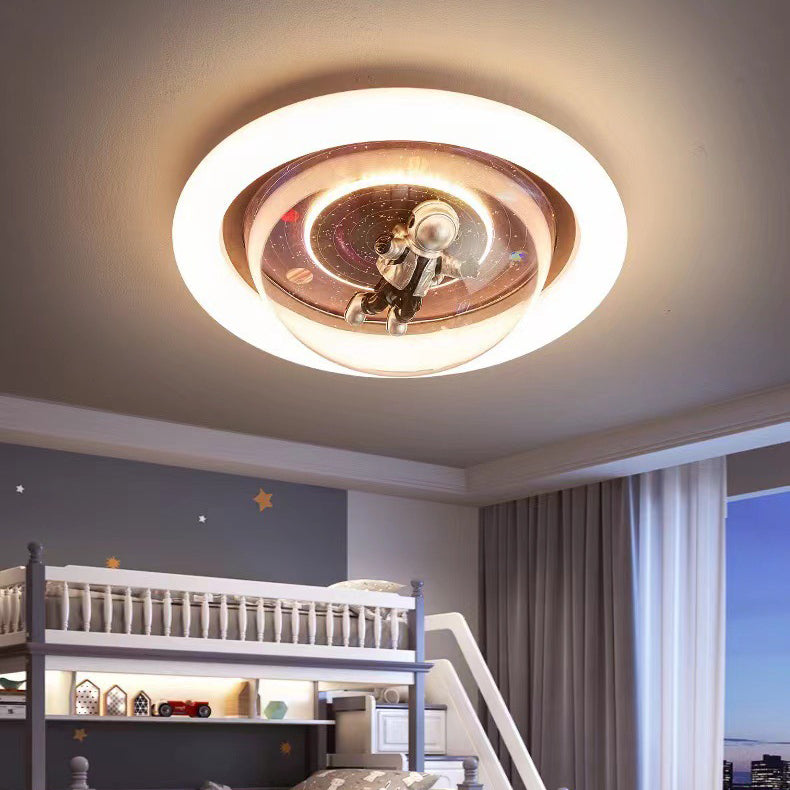 Plafonnier LED en résine contemporaine créative avec astronaute en acrylique et fer pour chambre à coucher 