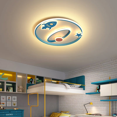 Lumière de plafond moderne en acrylique et fer avec LED intégrée en forme de fusée spatiale pour chambre à coucher 