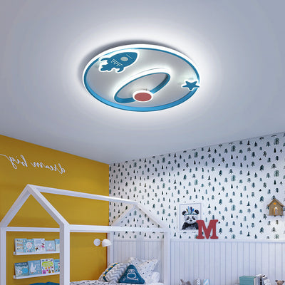Lumière de plafond moderne en acrylique et fer avec LED intégrée en forme de fusée spatiale pour chambre à coucher 