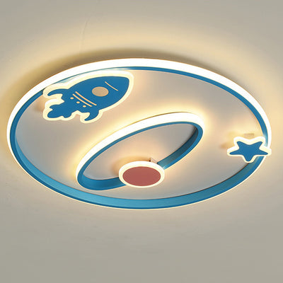 Lumière de plafond moderne en acrylique et fer avec LED intégrée en forme de fusée spatiale pour chambre à coucher 