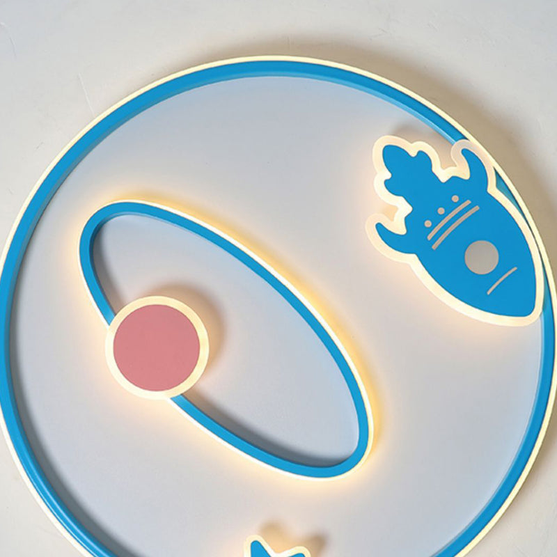 Lumière de plafond moderne en acrylique et fer avec LED intégrée en forme de fusée spatiale pour chambre à coucher 