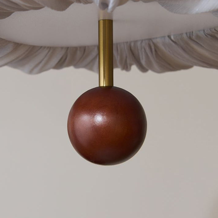 Pantalla de linterna de tela Shabby Chic moderna de madera maciza 1-luz colgante para sala de estar 