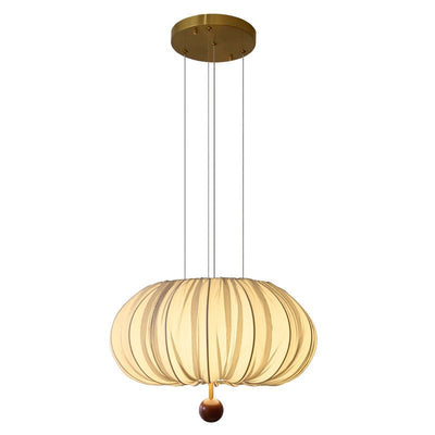 Pantalla de linterna de tela Shabby Chic moderna de madera maciza 1-luz colgante para sala de estar 
