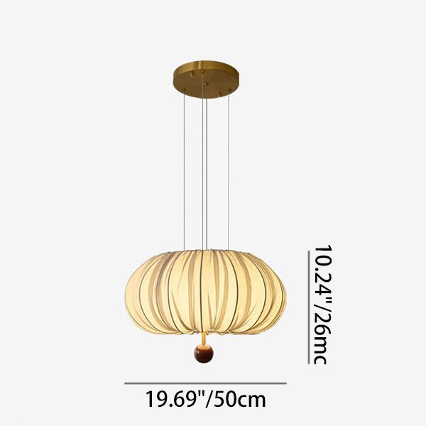 Pantalla de linterna de tela Shabby Chic moderna de madera maciza 1-luz colgante para sala de estar 