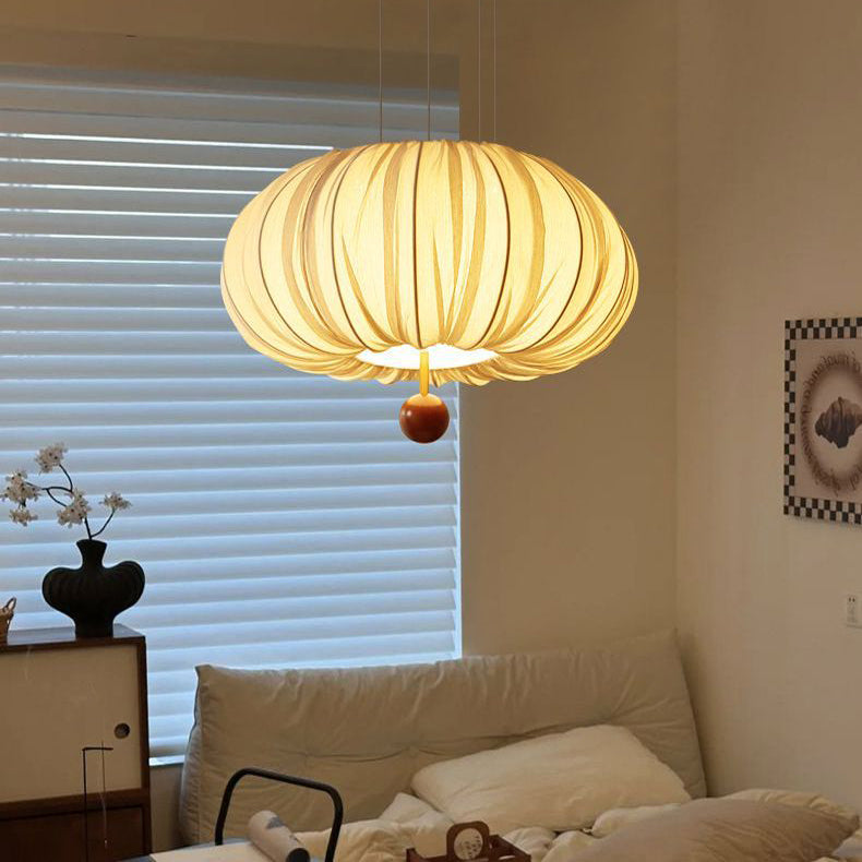 Pantalla de linterna de tela Shabby Chic moderna de madera maciza 1-luz colgante para sala de estar 