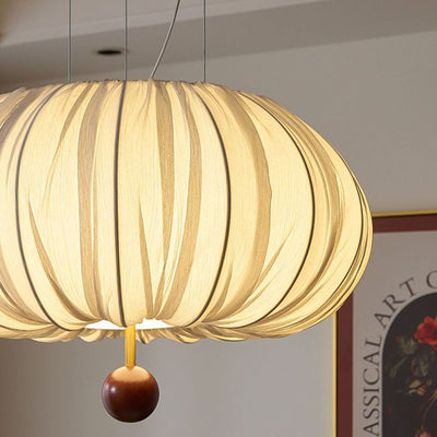 Pantalla de linterna de tela Shabby Chic moderna de madera maciza 1-luz colgante para sala de estar 