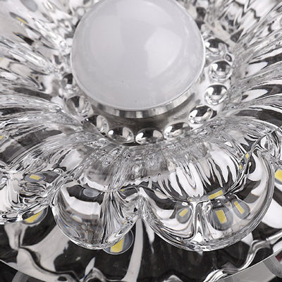 Contemporary Luxury Floral Dazzling Crystal Acrylic LED Flush Mount Ceiling Light For Hallway