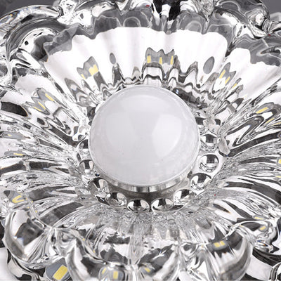 Contemporary Luxury Floral Dazzling Crystal Acrylic LED Flush Mount Ceiling Light For Hallway