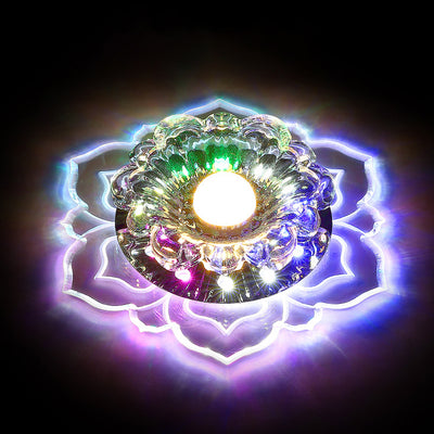 Contemporary Luxury Floral Dazzling Crystal Acrylic LED Flush Mount Ceiling Light For Hallway