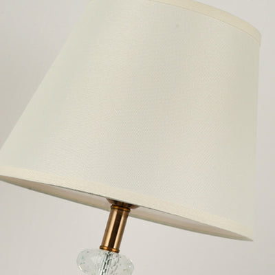 Traditional Colonial Fabric Round Shade Hardware Base 1-Light Table Lamp For Bedroom