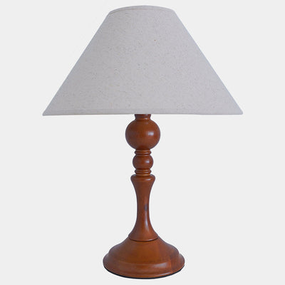 Modern Transitional Conical Fabric Shade Solid Wood Base 1-Light Table Lamp For Bedroom