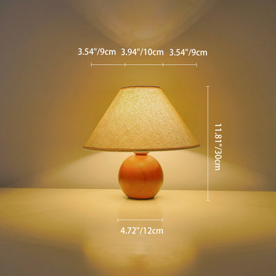 Modern Transitional Conical Fabric Shade Solid Wood Base 1-Light Table Lamp For Bedroom