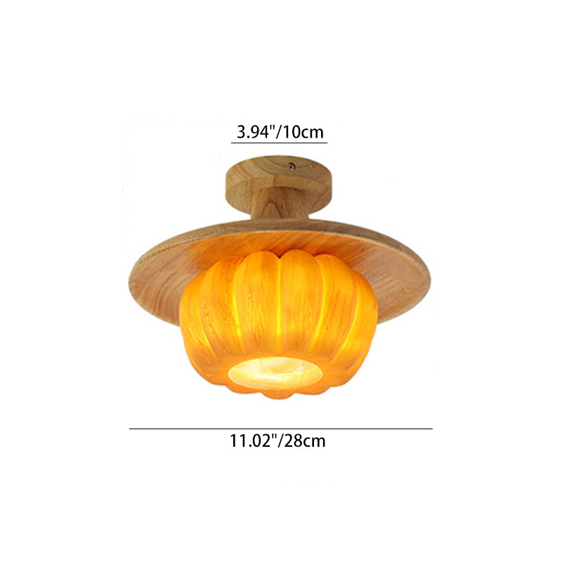 Luz de techo semiempotrada de 1 luz con pantalla de PE de calabaza de resina creativa contemporánea para sala de estar 