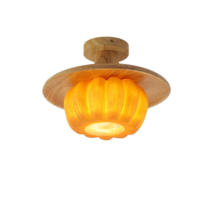 Luz de techo semiempotrada de 1 luz con pantalla de PE de calabaza de resina creativa contemporánea para sala de estar 