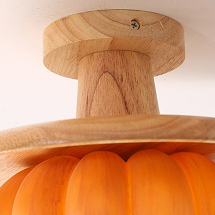 Luz de techo semiempotrada de 1 luz con pantalla de PE de calabaza de resina creativa contemporánea para sala de estar 