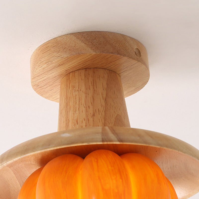 Luz de techo semiempotrada de 1 luz con pantalla de PE de calabaza de resina creativa contemporánea para sala de estar 