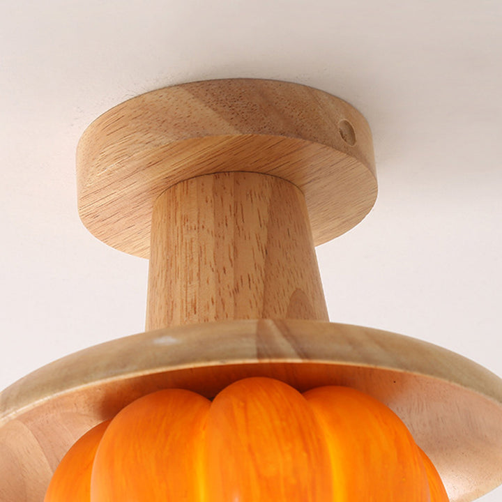 Luz de techo semiempotrada de 1 luz con pantalla de PE de calabaza de resina creativa contemporánea para sala de estar 