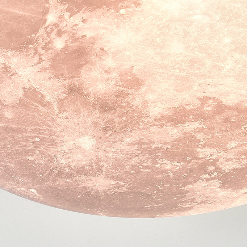 Contemporary Nordic Wood Acrylic Round Moon Shade LED Flush Mount Ceiling Light For Hallway