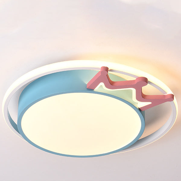 Plafonnier à LED rond en acrylique avec couronne nordique contemporaine pour salon 