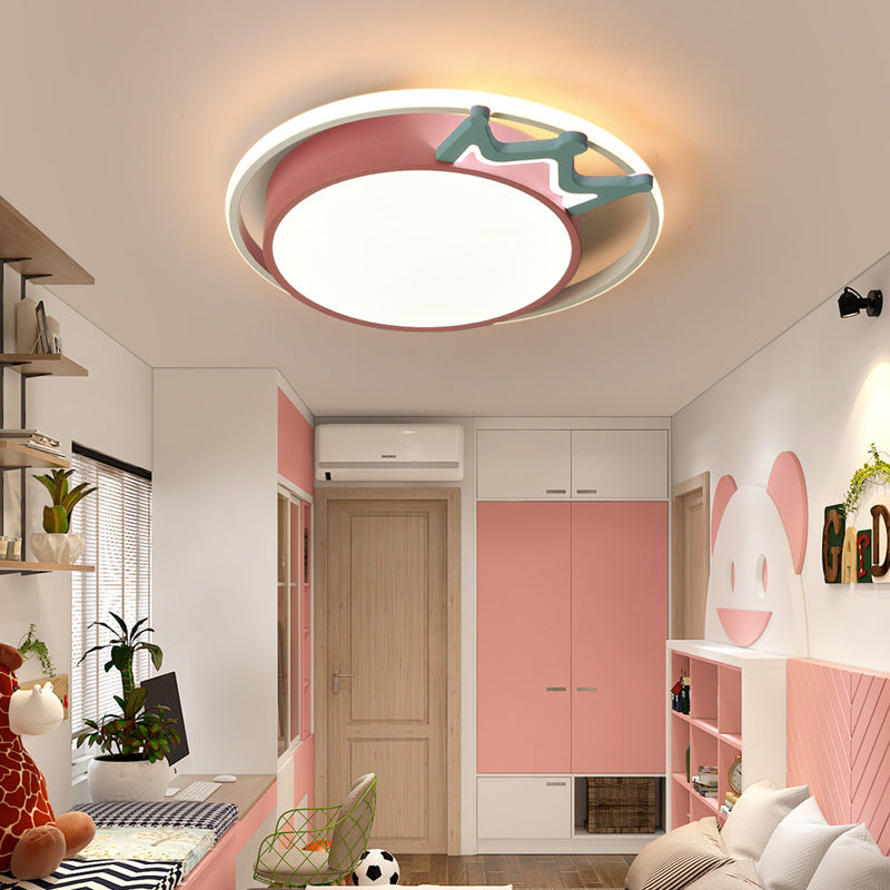 Plafonnier à LED rond en acrylique avec couronne nordique contemporaine pour salon 