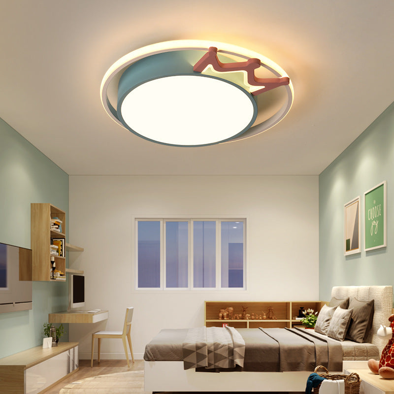Plafonnier à LED rond en acrylique avec couronne nordique contemporaine pour salon 