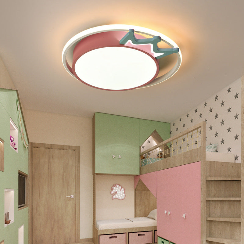 Plafonnier à LED rond en acrylique avec couronne nordique contemporaine pour salon 