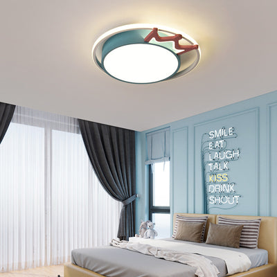 Plafonnier à LED rond en acrylique avec couronne nordique contemporaine pour salon 