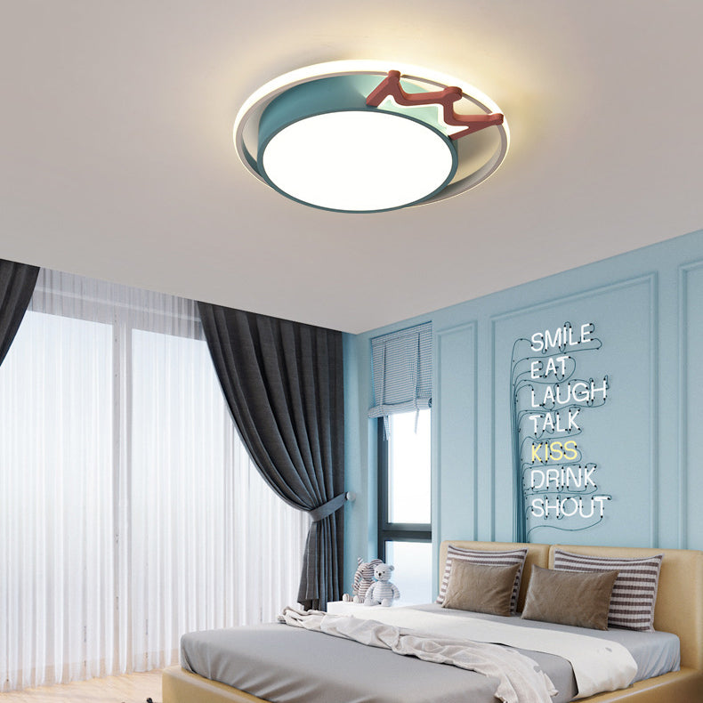 Plafonnier à LED rond en acrylique avec couronne nordique contemporaine pour salon 