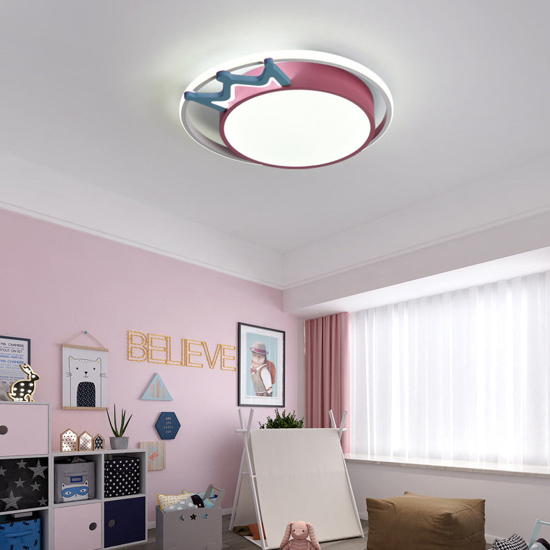 Plafonnier à LED rond en acrylique avec couronne nordique contemporaine pour salon 