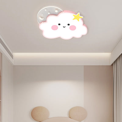 Contemporary Nordic Cloud Rainbow Decoration Iron Acrylic LED Flush Mount Ceiling Light For Living Room