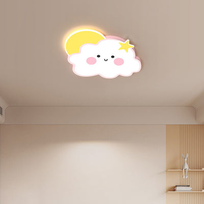 Contemporary Nordic Cloud Rainbow Decoration Iron Acrylic LED Flush Mount Ceiling Light For Living Room