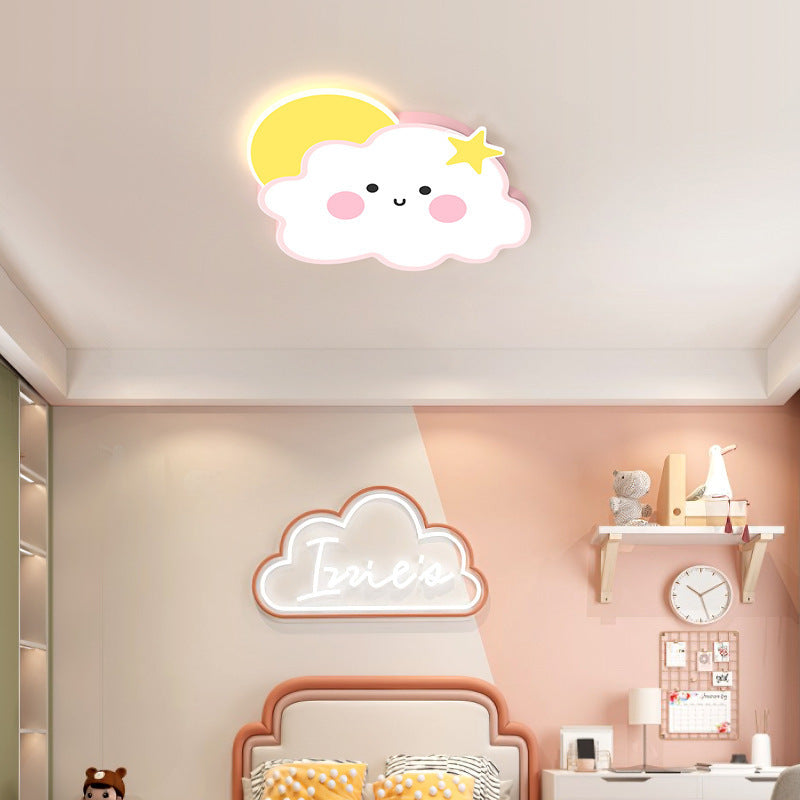 Contemporary Nordic Cloud Rainbow Decoration Iron Acrylic LED Flush Mount Ceiling Light For Living Room