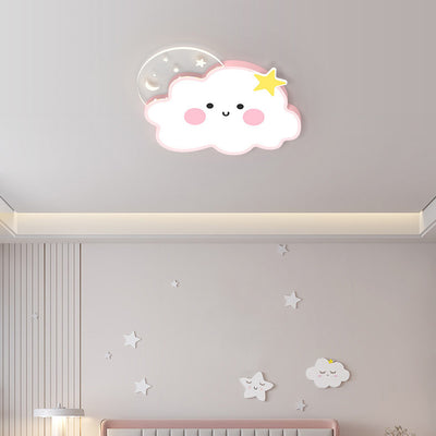 Contemporary Nordic Cloud Rainbow Decoration Iron Acrylic LED Flush Mount Ceiling Light For Living Room
