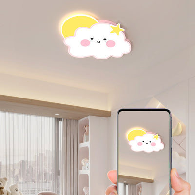 Contemporary Nordic Cloud Rainbow Decoration Iron Acrylic LED Flush Mount Ceiling Light For Living Room
