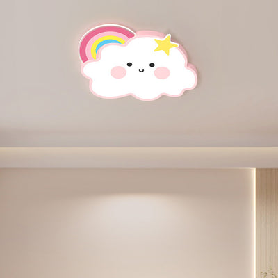 Contemporary Nordic Cloud Rainbow Decoration Iron Acrylic LED Flush Mount Ceiling Light For Living Room