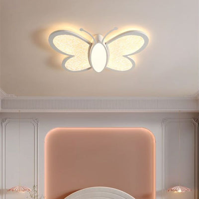 Contemporary Creative Butterfly Iron Acrylic LED Flush Mount Ceiling Light For Living Room