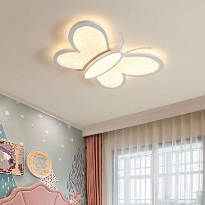 Contemporary Creative Butterfly Iron Acrylic LED Flush Mount Ceiling Light For Living Room