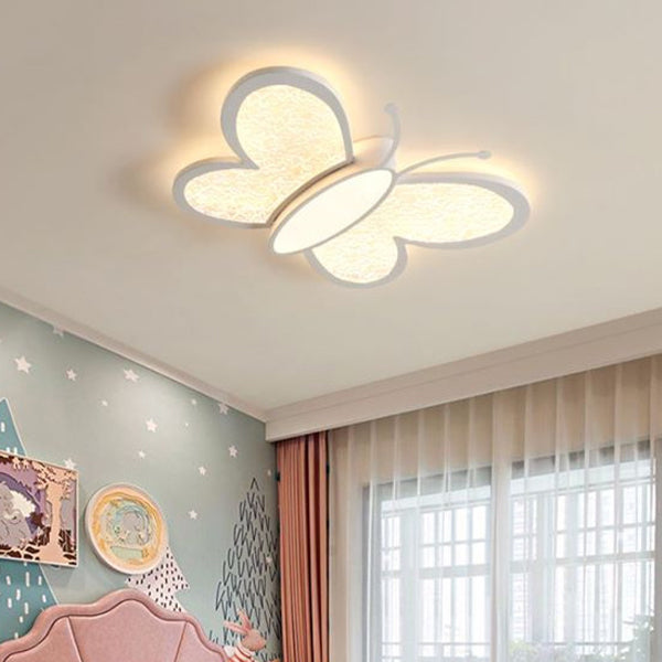 Contemporary Creative Butterfly Iron Acrylic LED Flush Mount Ceiling Light For Living Room