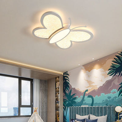 Contemporary Creative Butterfly Iron Acrylic LED Flush Mount Ceiling Light For Living Room