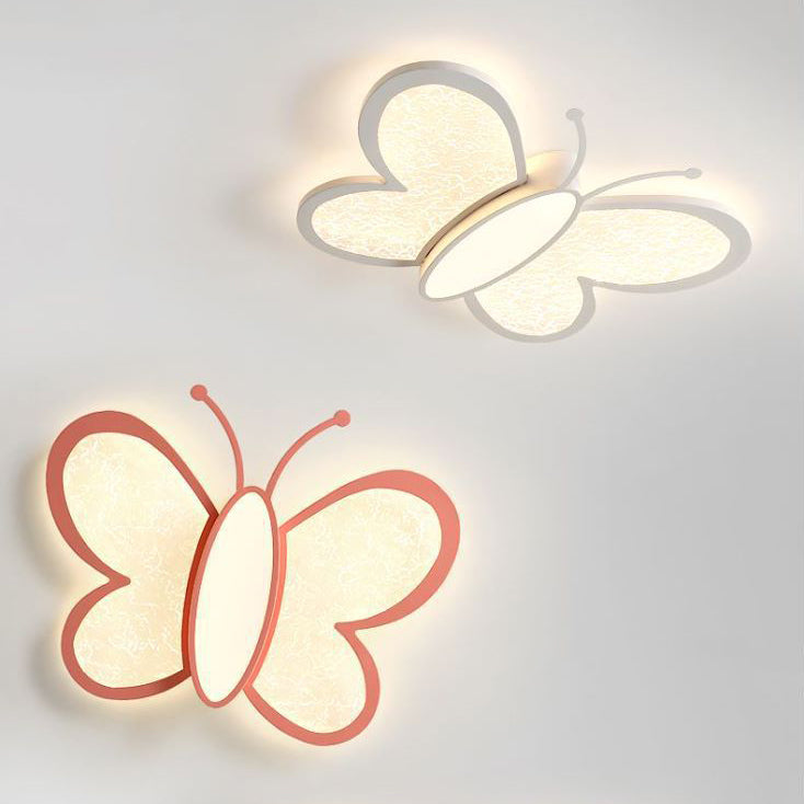 Contemporary Creative Butterfly Iron Acrylic LED Flush Mount Ceiling Light For Living Room