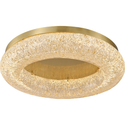 Contemporary Luxury Gold Leaf Resin Finish Copper Ring LED Flush Mount Ceiling Light For Living Room