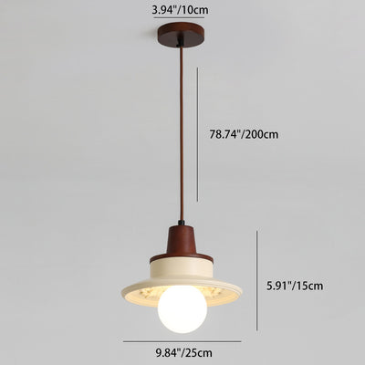 Modern Transitional Solid Wood Semicircle Carving Resin Shade 1-Light Pendant Light For Living Room