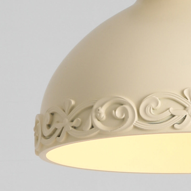 Modern Transitional Solid Wood Semicircle Carving Resin Shade 1-Light Pendant Light For Living Room