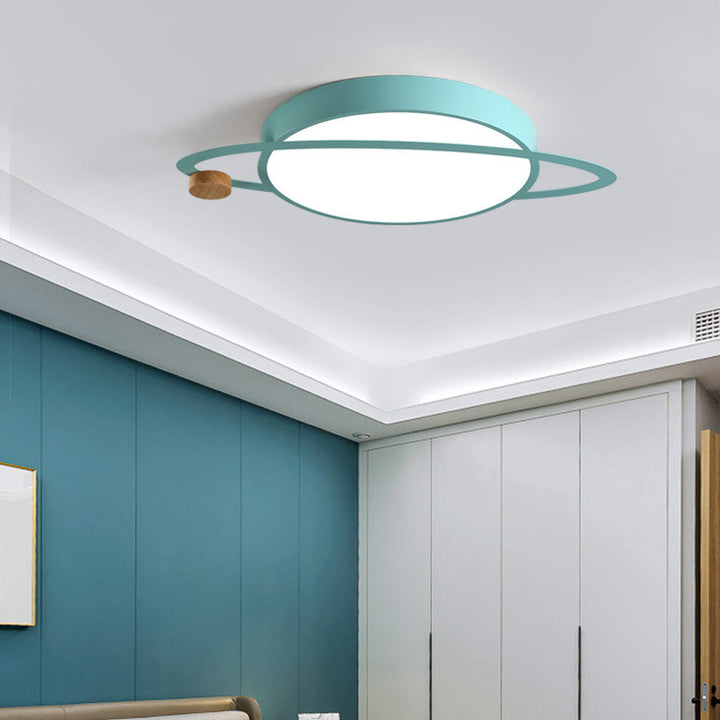 Contemporary Scandinavian Planet Iron Acrylic LED Flush Mount Ceiling Light For Living Room