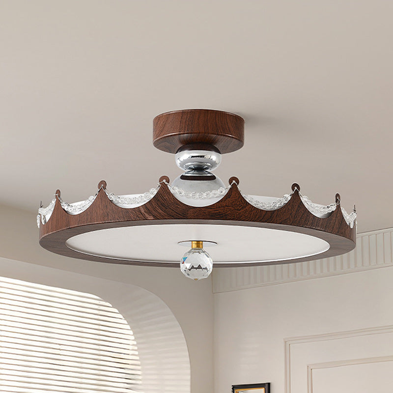 Traditionelle französische Eisen-Faux-Holzmaserung-Acryl-Kronenleuchte LED-Halbeinbau-Deckenleuchte für Wohnzimmer 